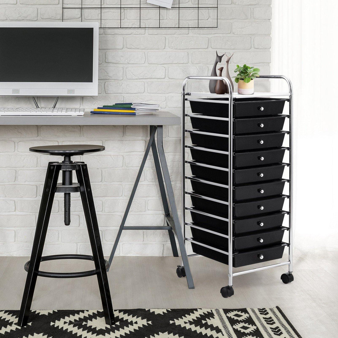 10 Drawer Rolling Storage Cart Scrapbook Paper Office School Organizer - Giantexus