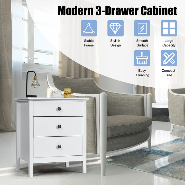 Giantex Nightstand with Drawers Solid Structure Side Table for Storage Bedroom