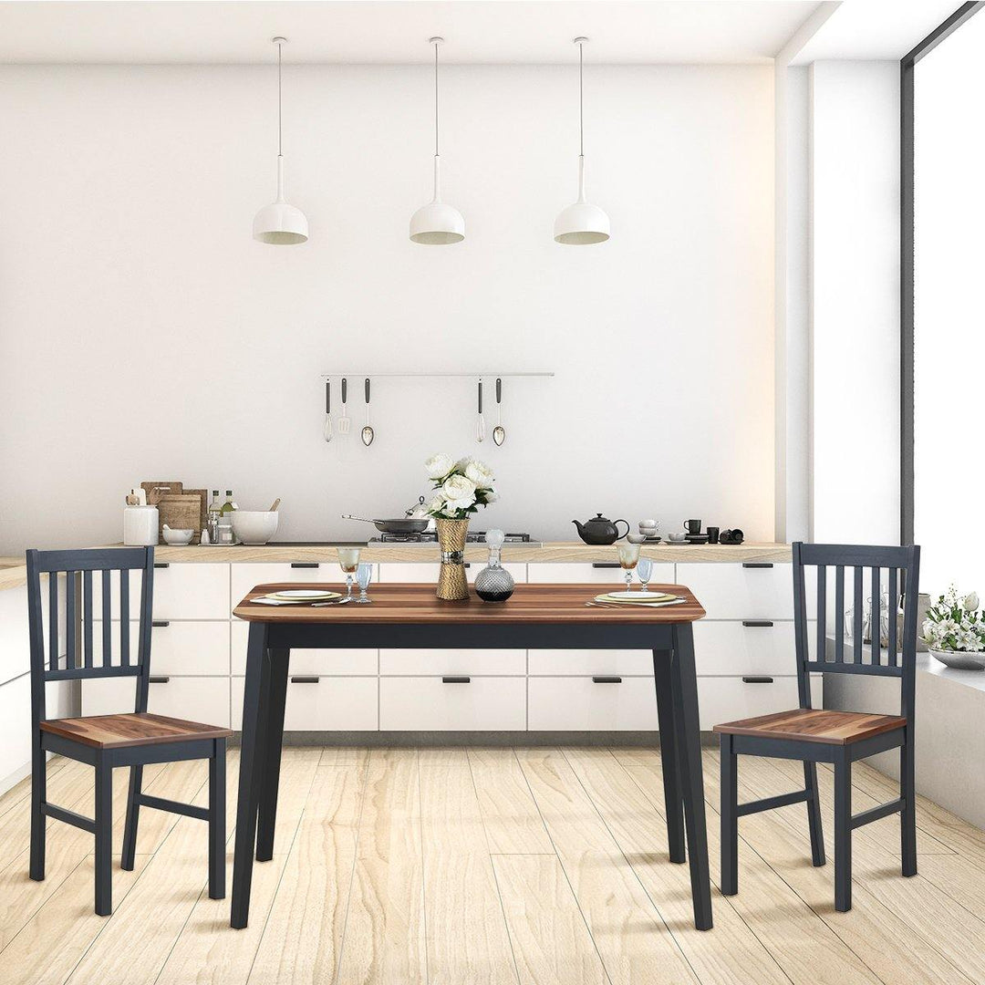 Wood Dining Table, Rectangular Kitchen Table (Walnut &amp; Black) - Giantexus