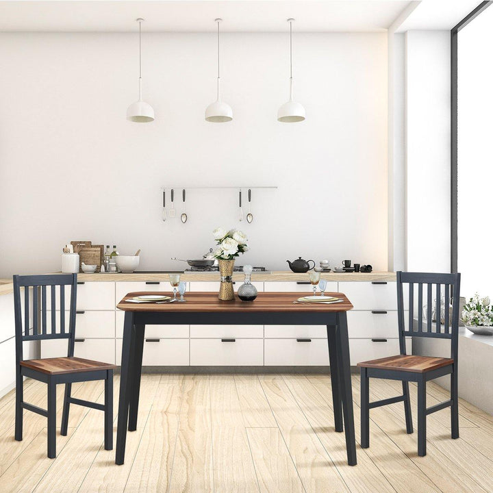 Wood Dining Table, Rectangular Kitchen Table (Walnut &amp; Black) - Giantexus