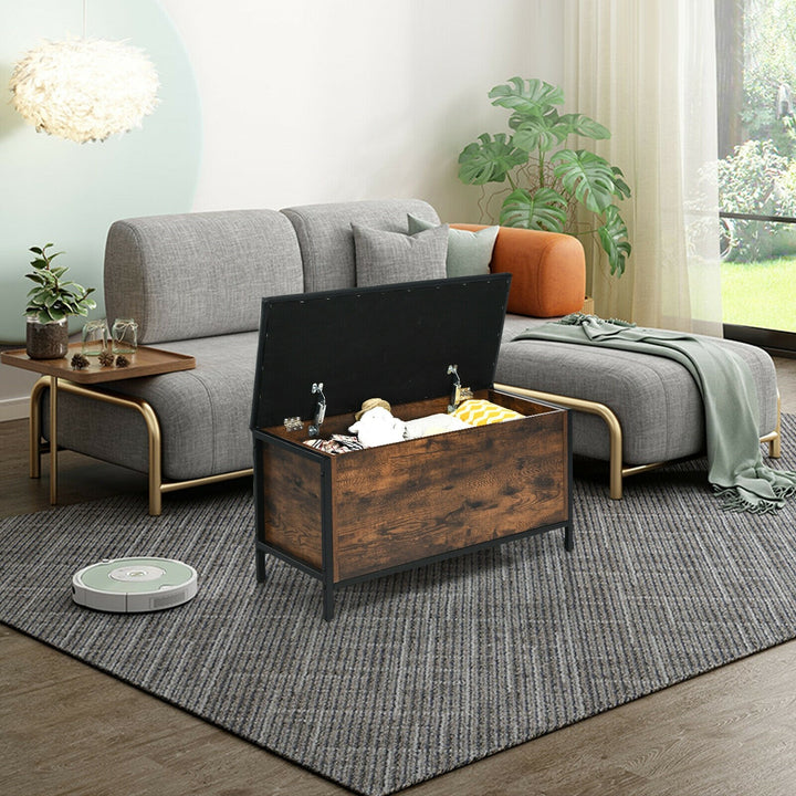 Giantex Industrial Storage Bench, Flip Top Storage Ottoman, Toy Box Organizer