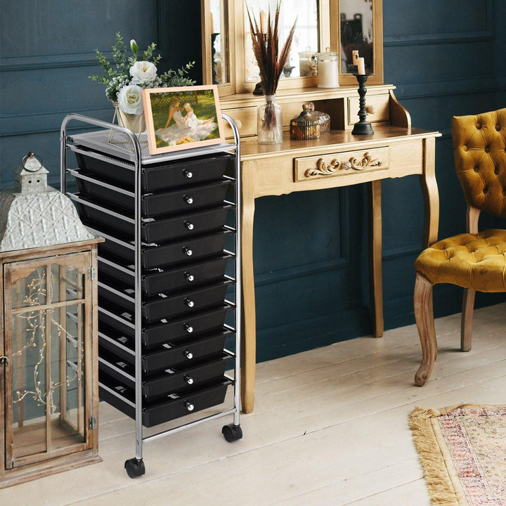 10 Drawer Rolling Storage Cart Scrapbook Paper Office School Organizer - Giantexus