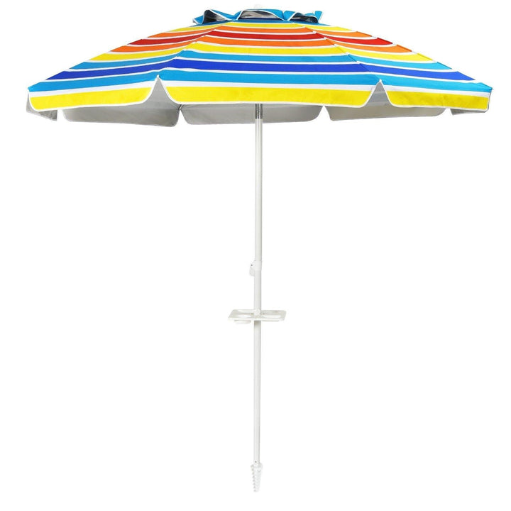 Giantex 7.2 Ft Beach Umbrella, Patio Sunshade Umbrella with Sand Anchor &amp; Cupholder - Giantexus