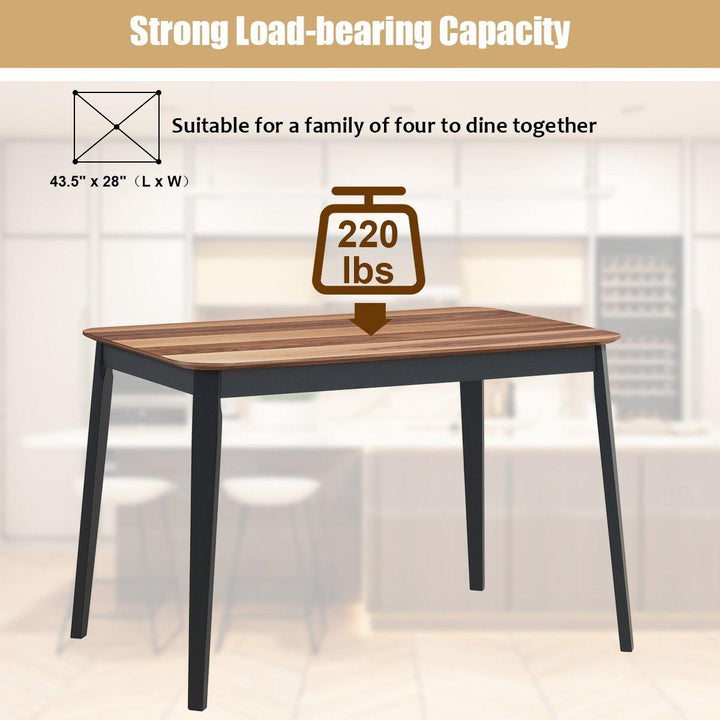 Wood Dining Table, Rectangular Kitchen Table (Walnut &amp; Black) - Giantexus