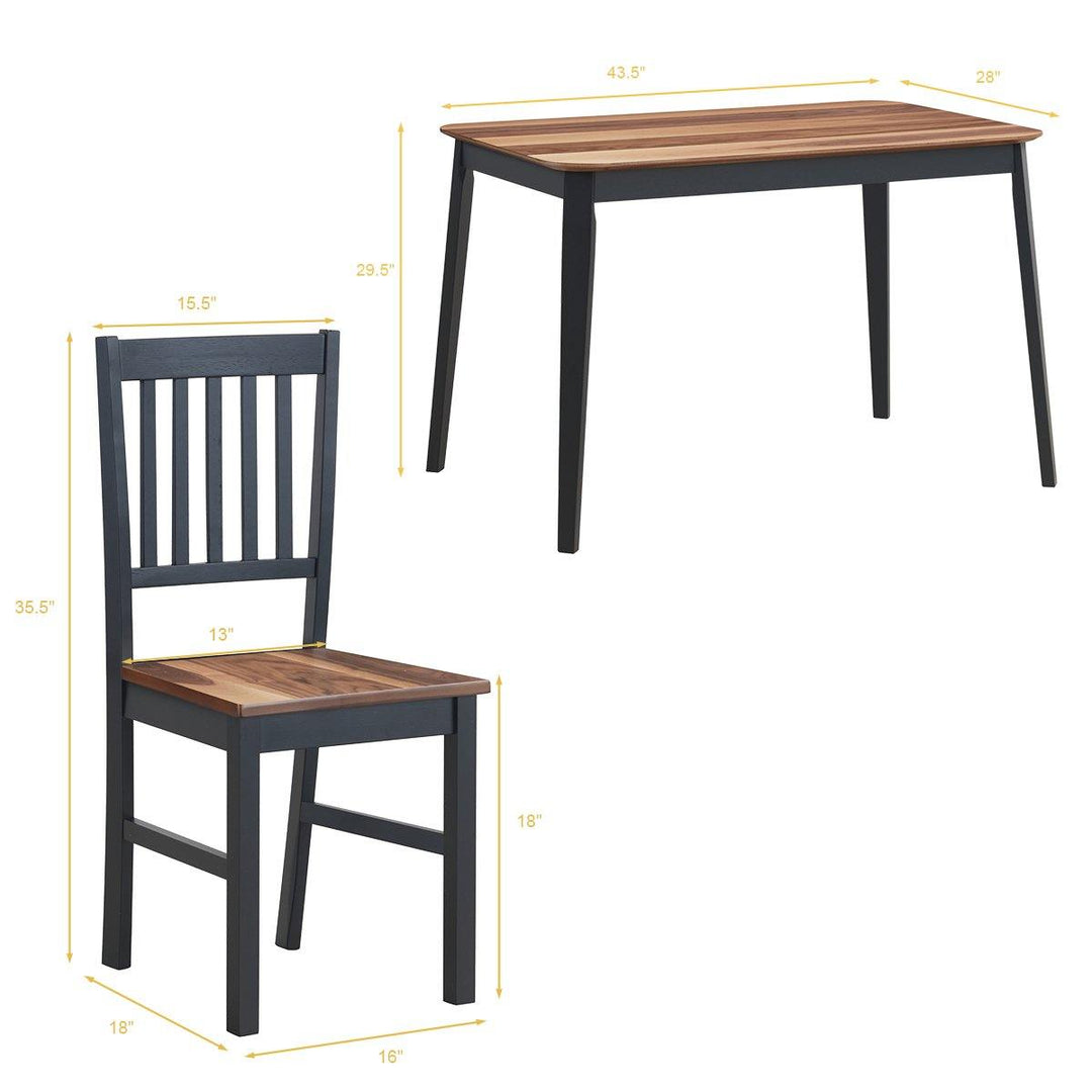 Wood Dining Table, Rectangular Kitchen Table (Walnut &amp; Black) - Giantexus