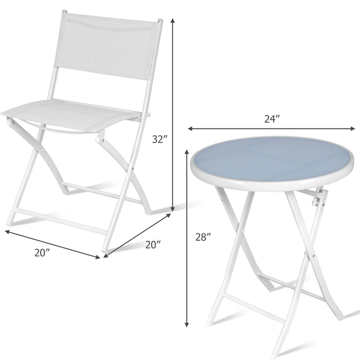 Giantex Bistro Table Set, 3 Piece Patio Bistro Set, Outdoor Folding Table and Chairs