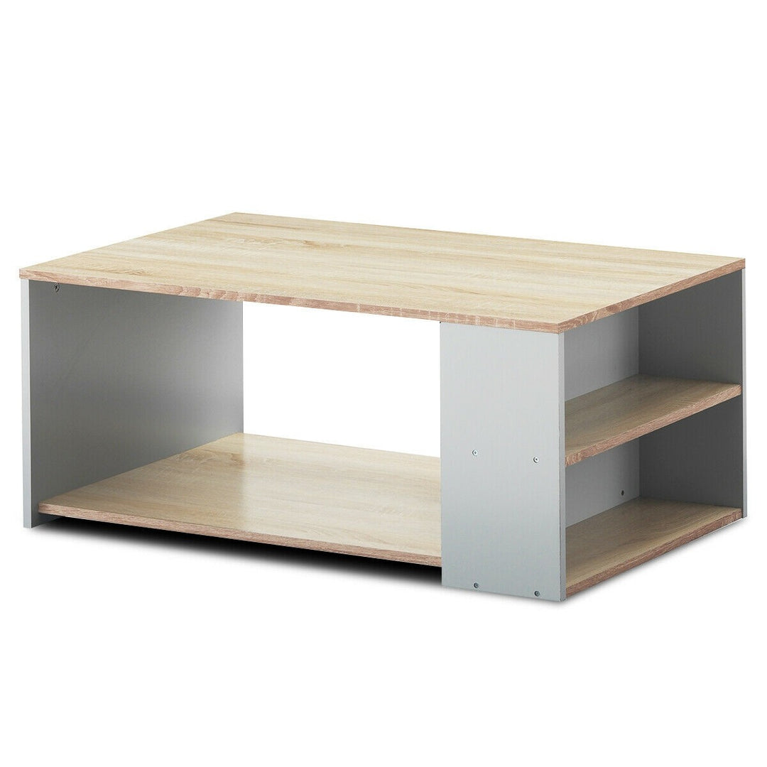 Coffee Table with Storage Shelves Stable Frame,Smooth Surface &amp; Extra Storage Space