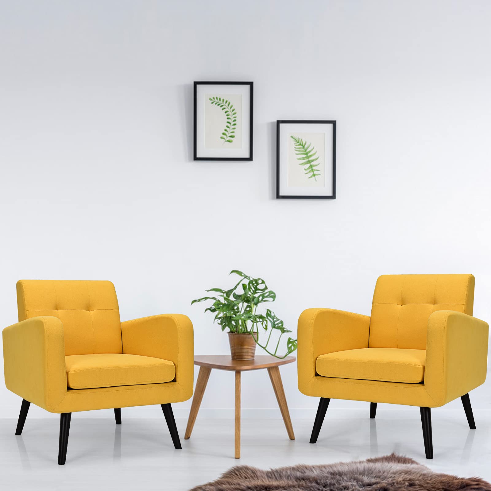 Set of 2 Modern Upholstered Accent Chairs - Giantex