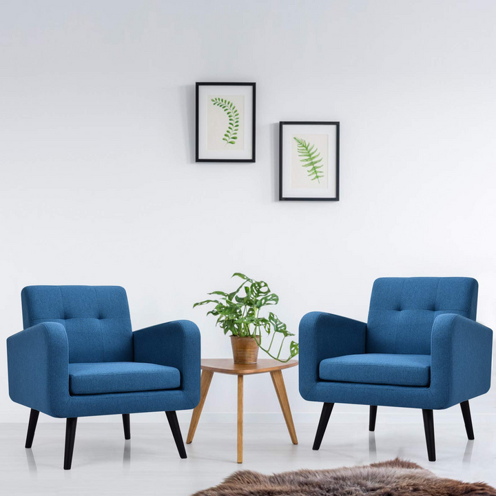 Set of 2 Modern Upholstered Accent Chairs - Giantex