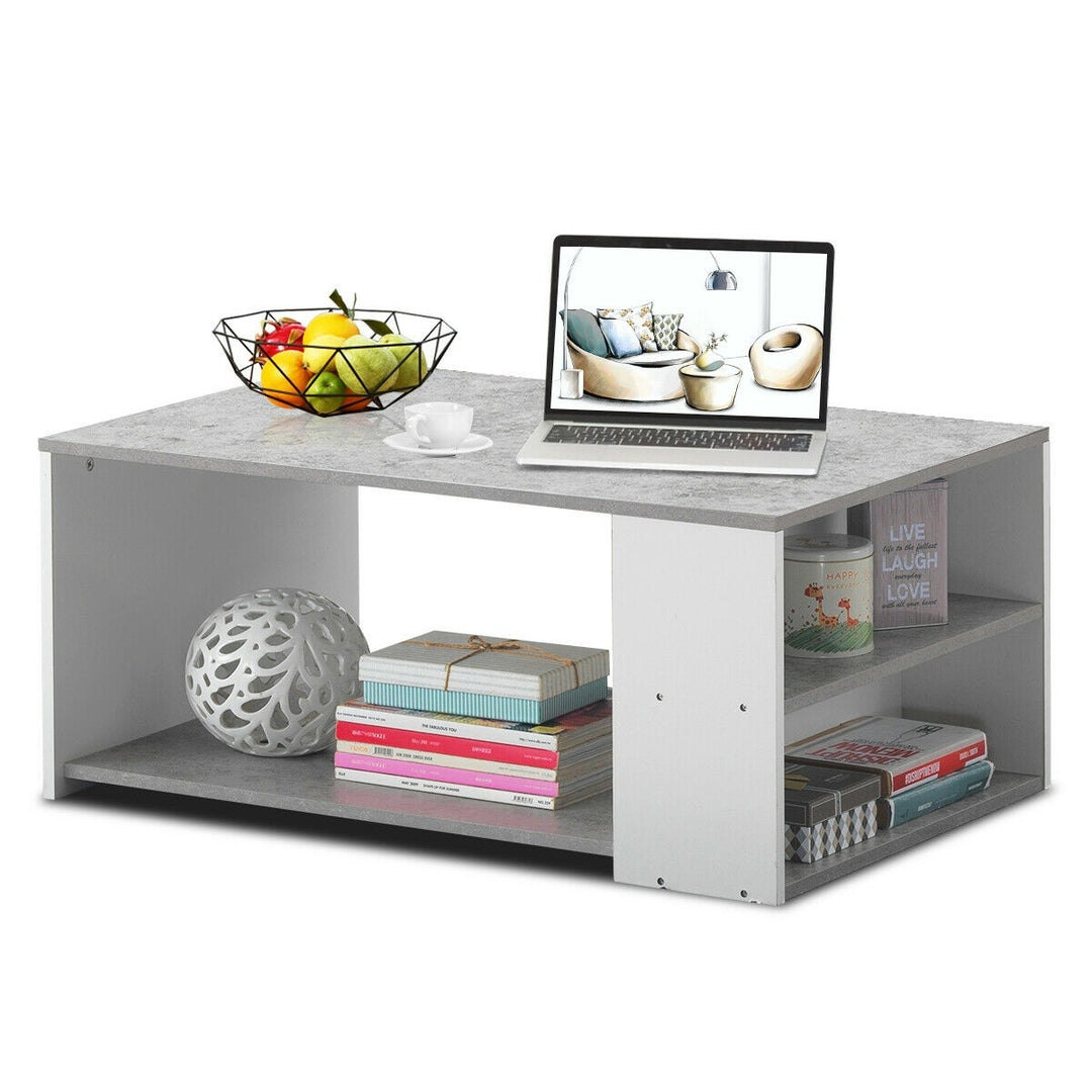 Coffee Table with Storage Shelves Stable Frame,Smooth Surface &amp; Extra Storage Space