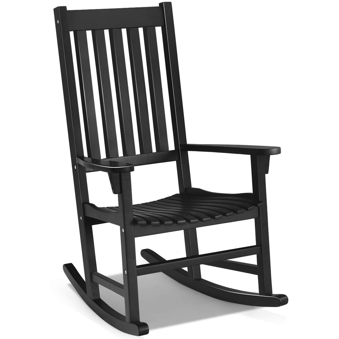 Giantex Rocking Chair Acacia Wood Frame Outdoor&amp; Indoor