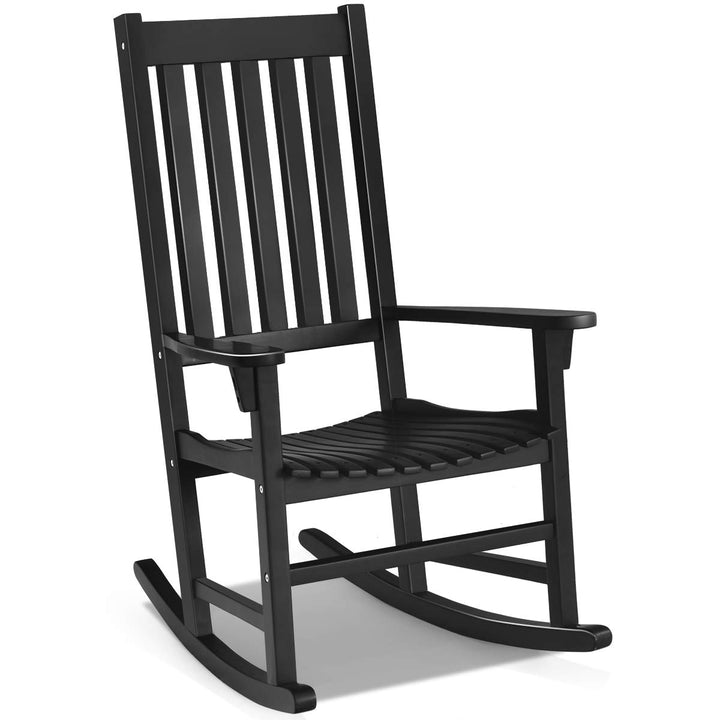 Giantex Rocking Chair Acacia Wood Frame Outdoor&amp; Indoor
