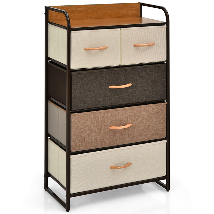 Giantex Sturdy Steel Frame &amp; Wooden Top Vertical Organizer Unit for Closets, Bedroom Utility Dresser Chest (23 x 11.5 x 39 inch)