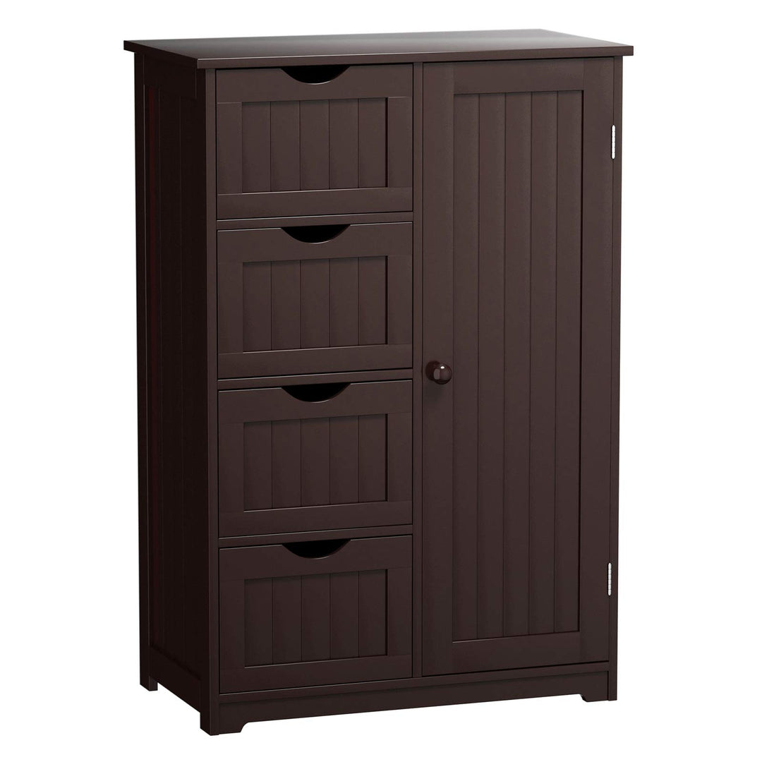 Giantex Bathroom Floor Cabinet Wooden with 1 Door &amp; 4 Drawer