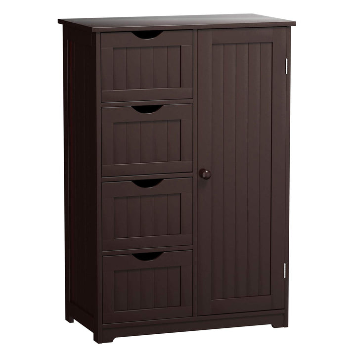 Giantex Bathroom Floor Cabinet Wooden with 1 Door &amp; 4 Drawer