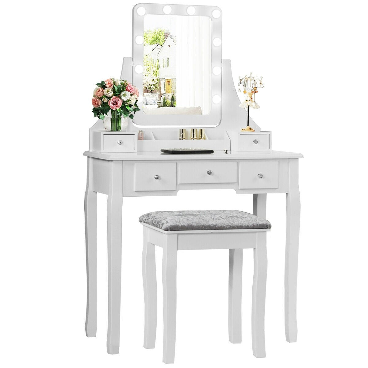 CHARMAID | LED Vanity Set with 10 Dimming Light Bulbs - Giantexus