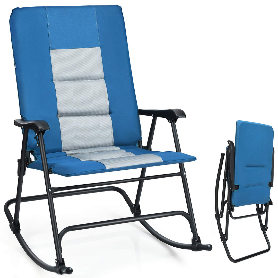 Giantex Camping Rocking Chair Fold-able Oversized with Padded Armrest and Seat