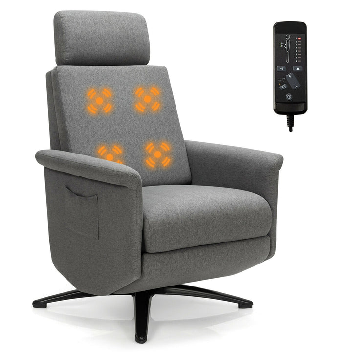 Recliner Chair with Vibration Massage, 360 Degree Swivel Reclining Sofa Chair, Adjustable Headrest &amp; Footrest