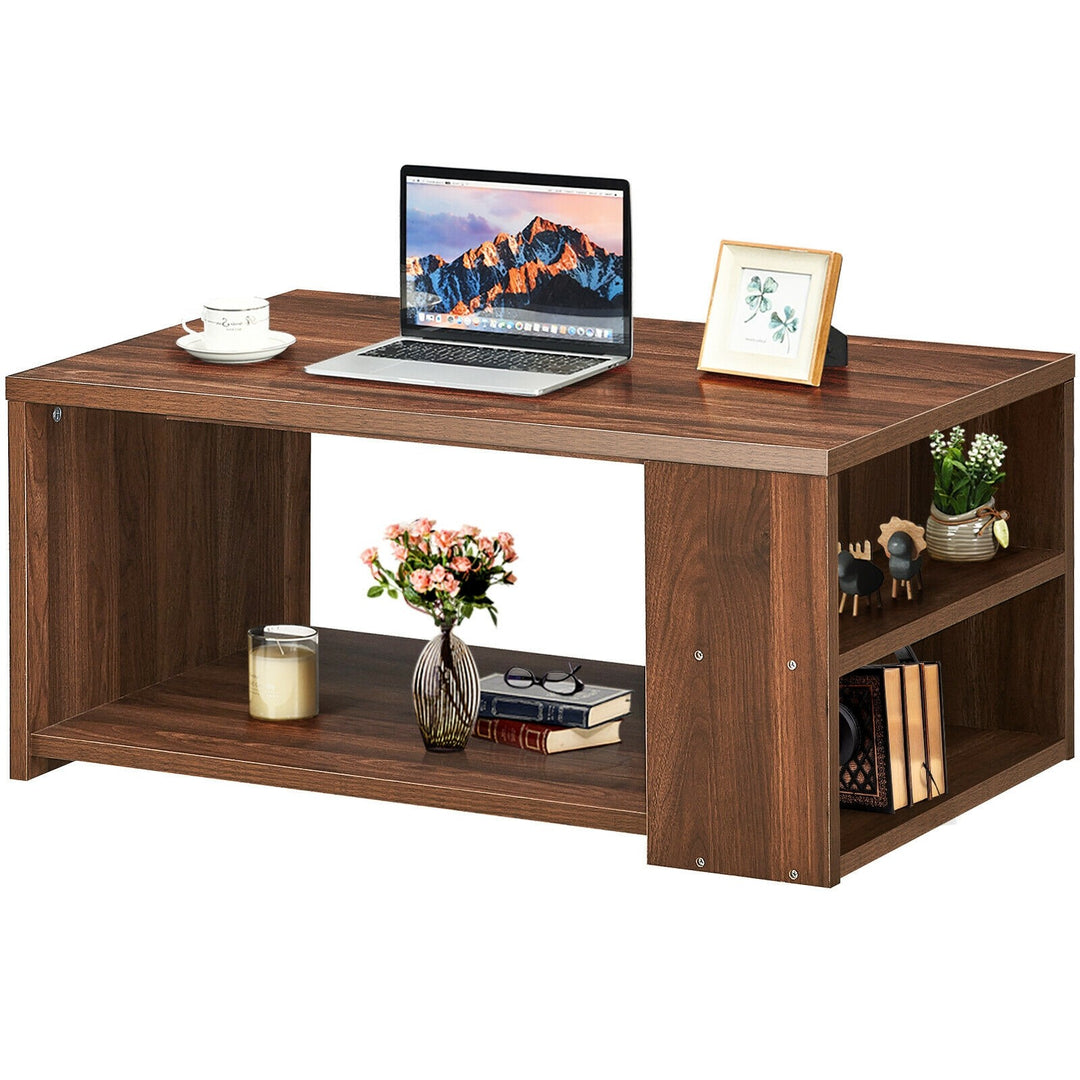 Coffee Table with Storage Shelves Stable Frame,Smooth Surface &amp; Extra Storage Space