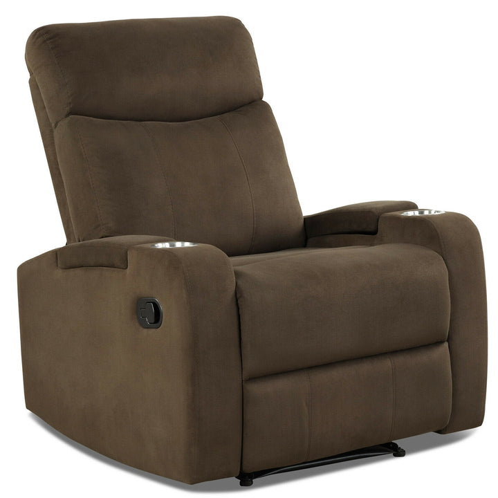 Recliner Chair with Cup Holders, Fabric Reclining Chair Manual Recliner Chair