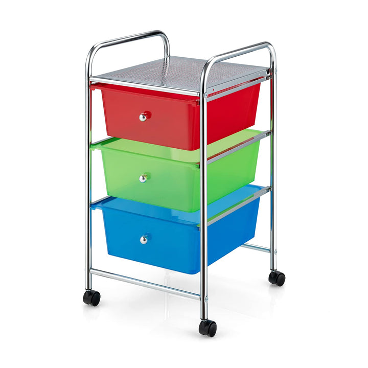 Giantex Rolling Cart with Drawers, Craft Organizer with Wheels, 3 Drawer Storage Container Bins