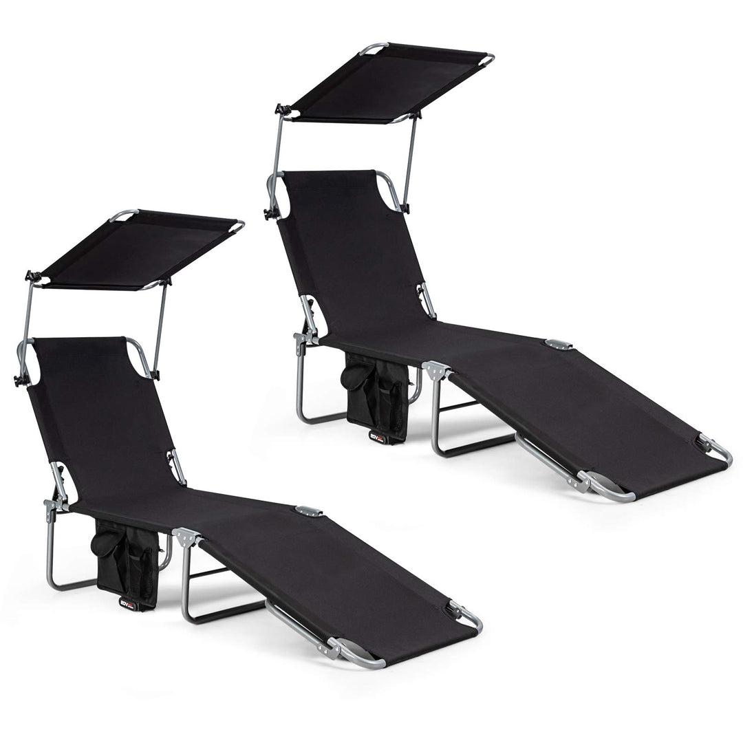 Giantex Lounge Chaise Chair Position and Shade Adjustable W/Canopy and Storage Pocket