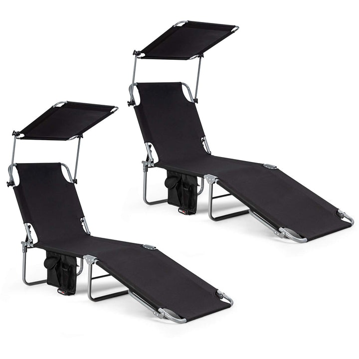 Giantex Lounge Chaise Chair Position and Shade Adjustable W/Canopy and Storage Pocket