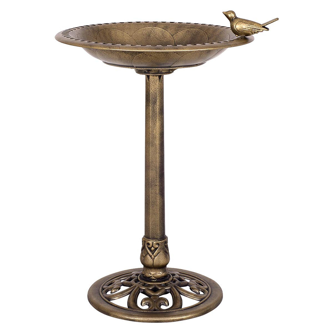 Giantex 28 Inch Height Pedestal Bird Bath Feeder Freestanding Antique Outdoor Garden Yard Patio Decor