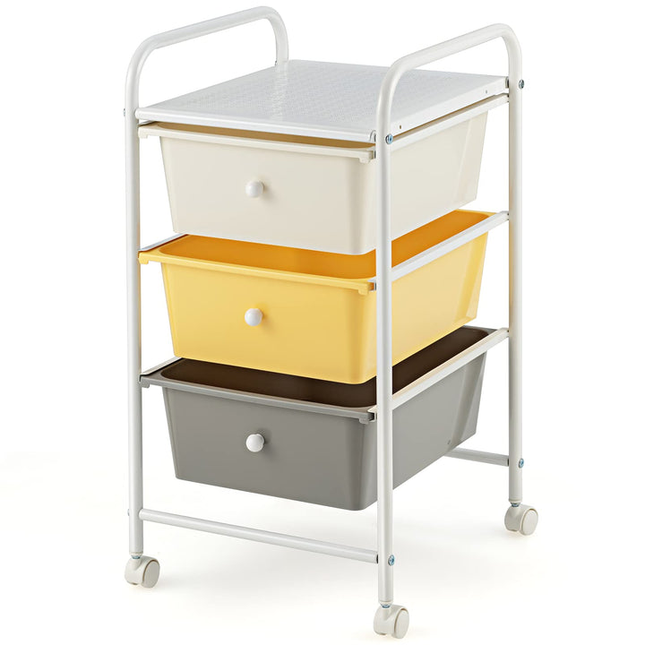 Giantex Rolling Cart with Drawers, Craft Organizer with Wheels, 3 Drawer Storage Container Bins