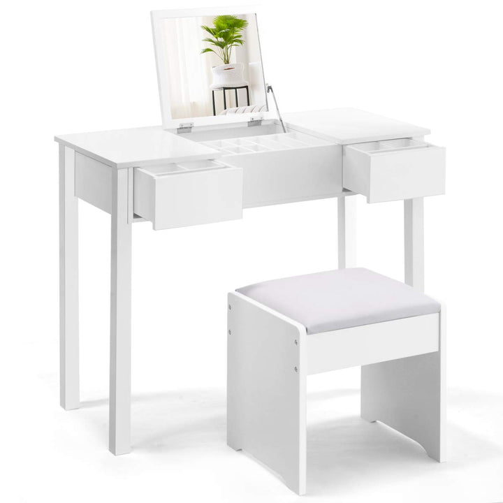 Giantex Makeup Dressing Table Writing Desk with 2 Drawers &amp; 3 Removable Organizers