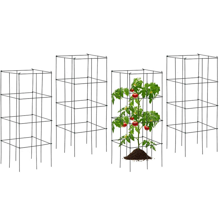 Giantex Pack of 4 Plant Cage Support, Tomato Stakes and Cages (16&