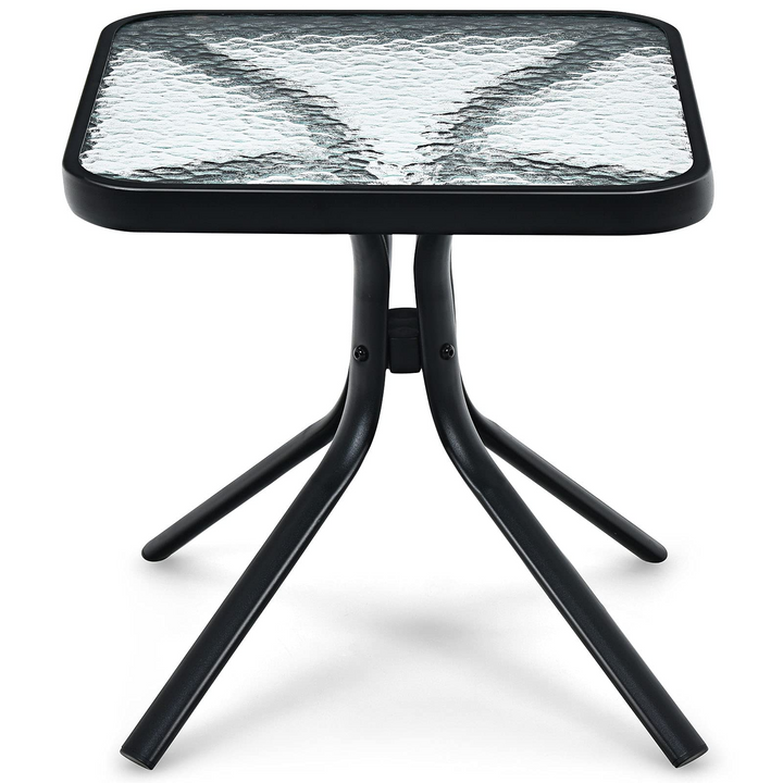 Giantex Patio Bistro Table | Outside Metal Square Bar Dining Table W/Tempered Glass Tabletop for Deck (1/2)