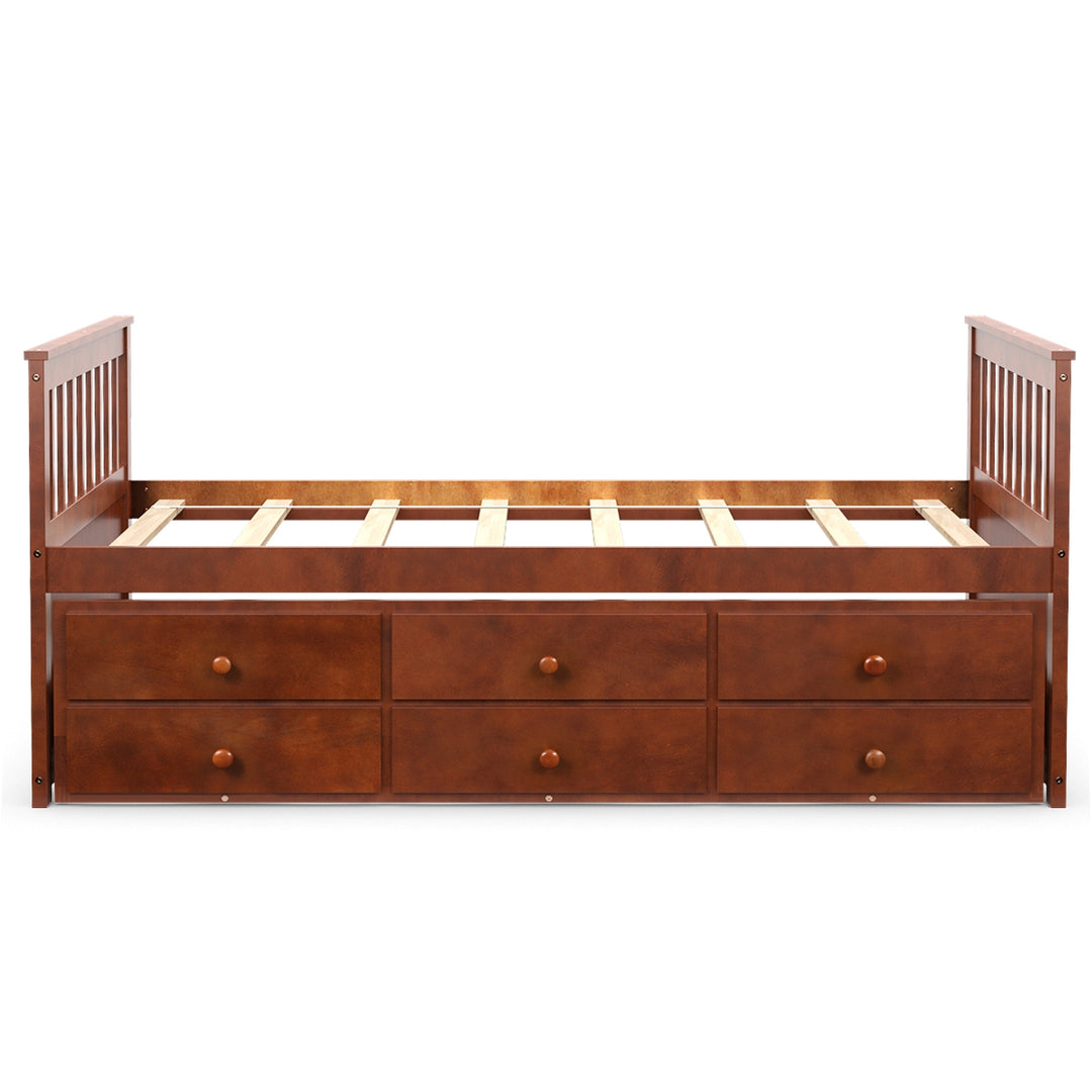 Giantex Twin Captain’s Bed with Trundle and 3 Storage Drawers