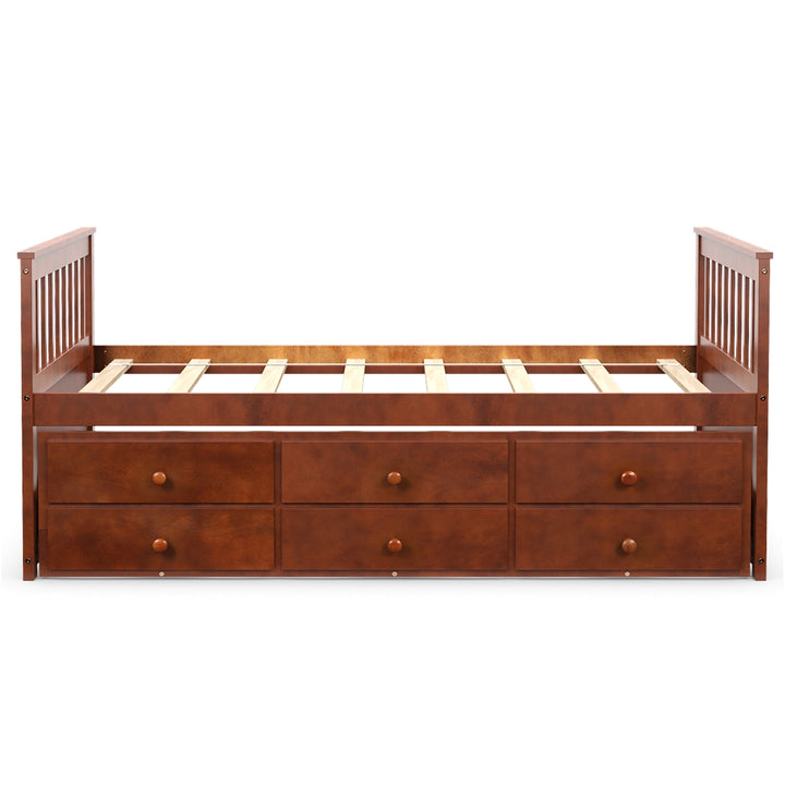 Giantex Twin Captain’s Bed with Trundle and 3 Storage Drawers