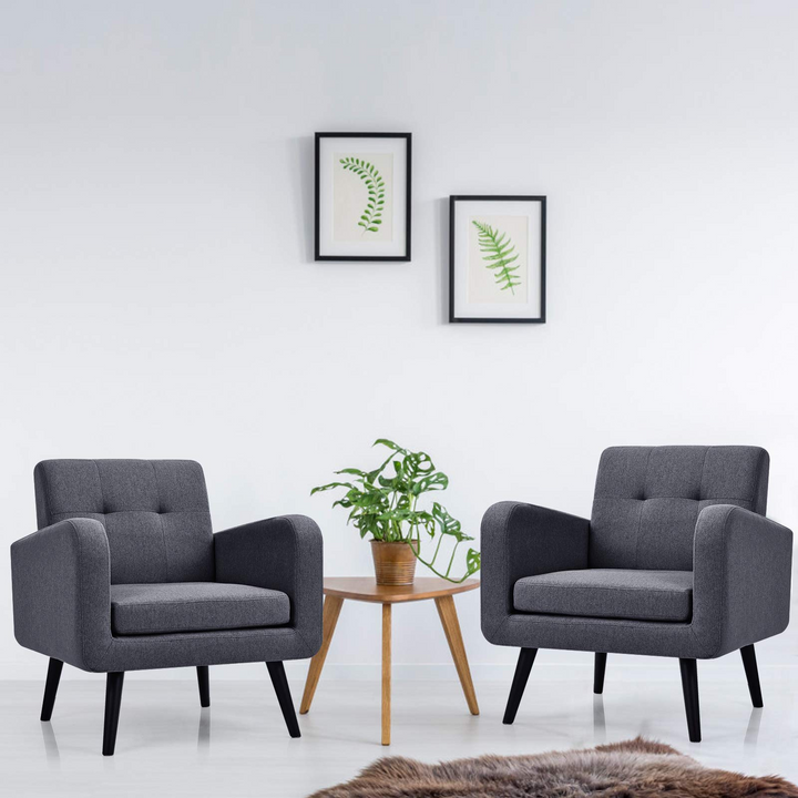 Set of 2 Modern Upholstered Accent Chairs - Giantex