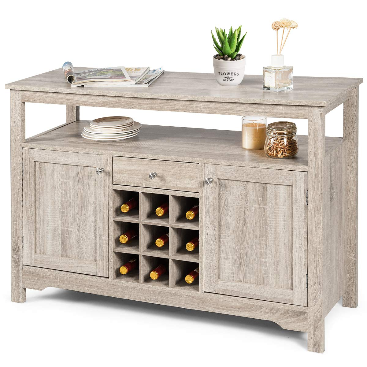 Buffet Server Sideboard, Console Table, Wood Dining Table - Giantex