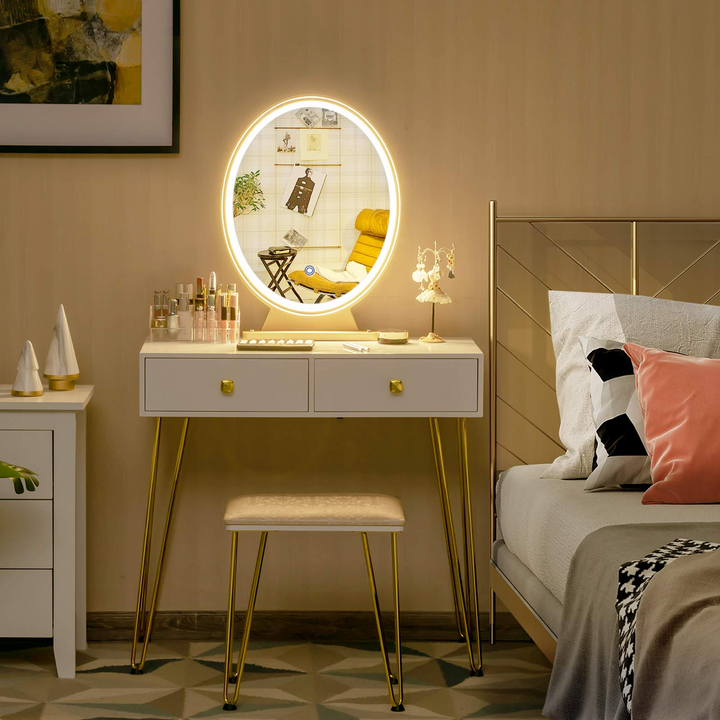 CHARMAID | Vanity Set with Lighted Mirror - Giantexus