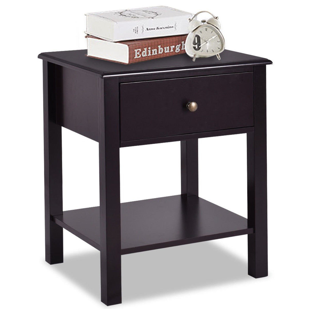Giantex Nightstand W/Drawer and Shelf, Stable Frame Storage Cabinet