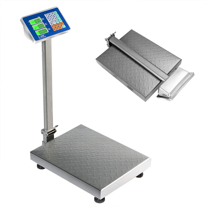 Giantex 660lbs Weight Computing Digital Scale Floor Platform Scale for Weighing Luggage (Silver) - Giantexus