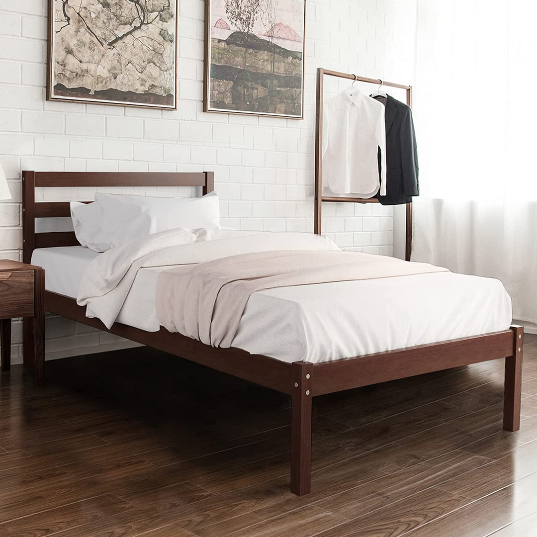 Giantex Twin Size Wood Slat Support, No Spring Needed, Bed Mattress Foundation, Espresso