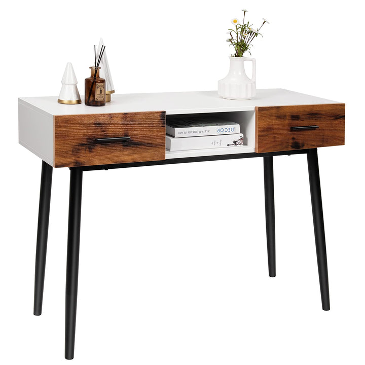 Giantex 48" Console Table, Industrial Style Sofa Table w/ 2 Drawers &amp; Middle Open Shelf
