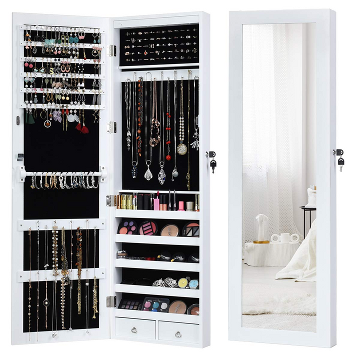 Giantex 15 LEDs Mirror Jewelry Armoire