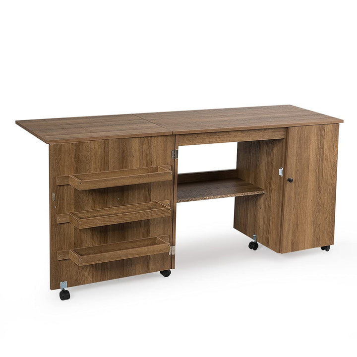 Giantex Folding Sewing Cabinet with 3 Storage Bins