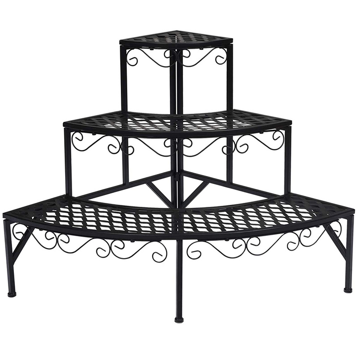 Giantex Corner Plant Stand, 3 Tier Metal Flower Holder, Ladder Potted Corner Shelf