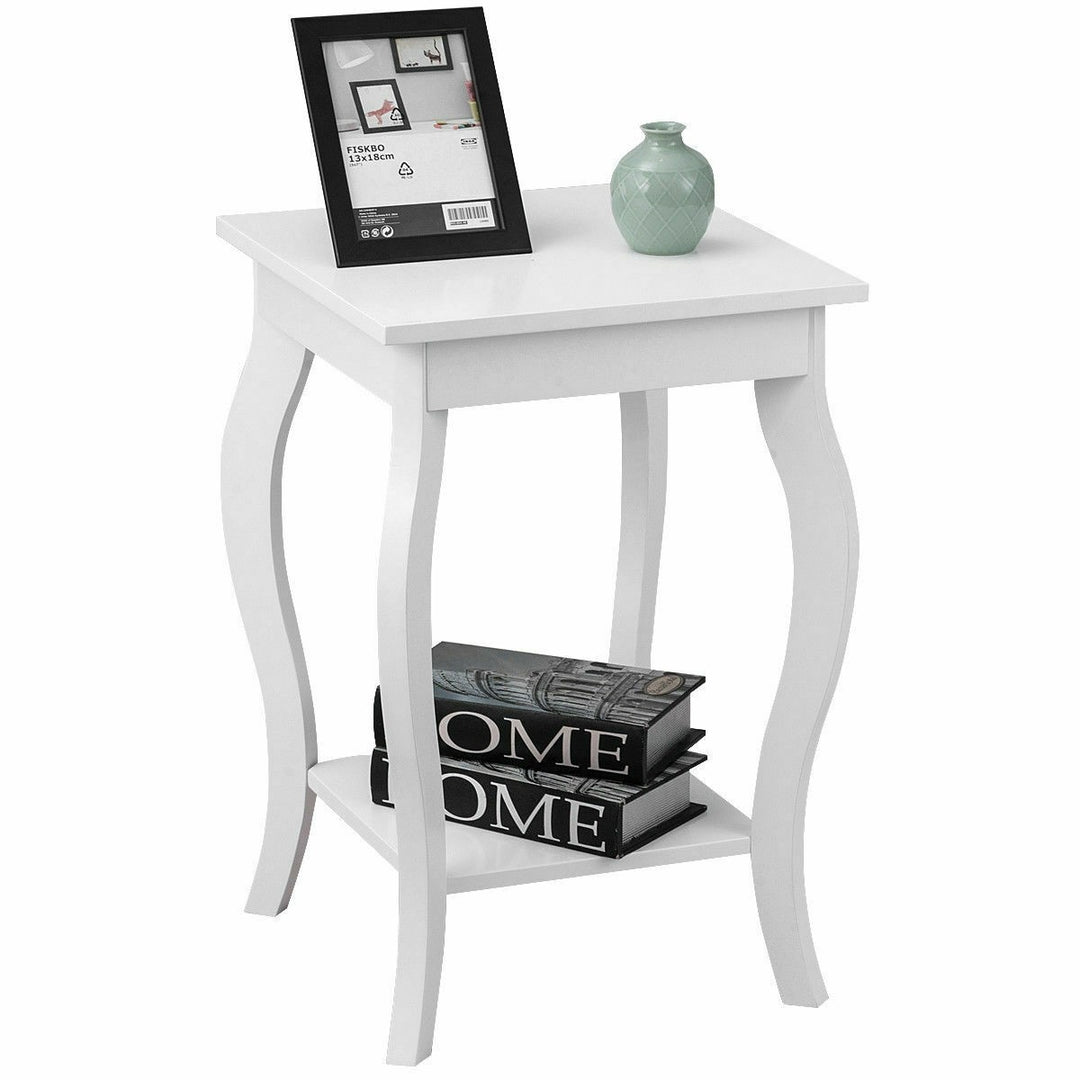 16" End Table W/Storage &amp; Shelf Curved Legs Home Furniture for Living Room