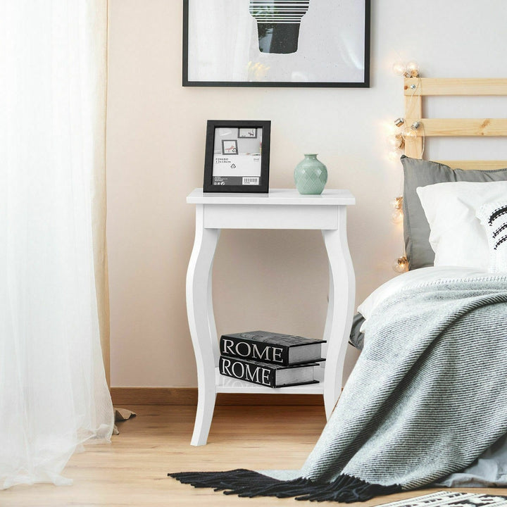16" End Table W/Storage &amp; Shelf Curved Legs Home Furniture for Living Room