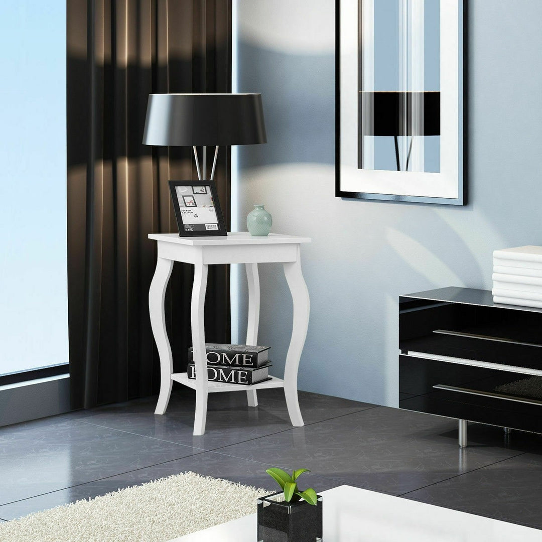 16" End Table W/Storage &amp; Shelf Curved Legs Home Furniture for Living Room