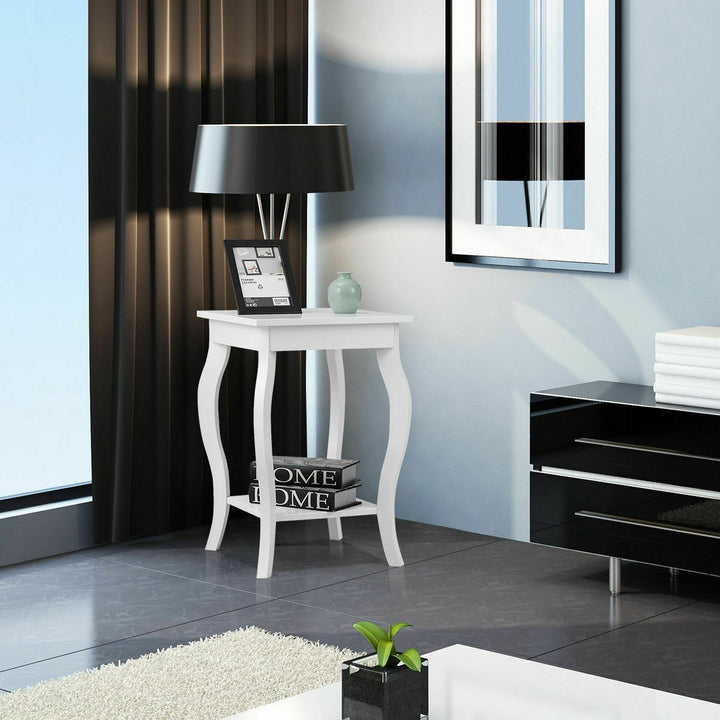 16" End Table W/Storage &amp; Shelf Curved Legs Home Furniture for Living Room