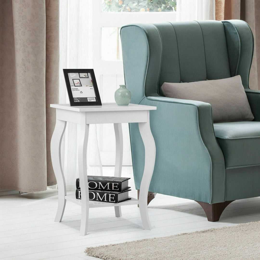16" End Table W/Storage &amp; Shelf Curved Legs Home Furniture for Living Room