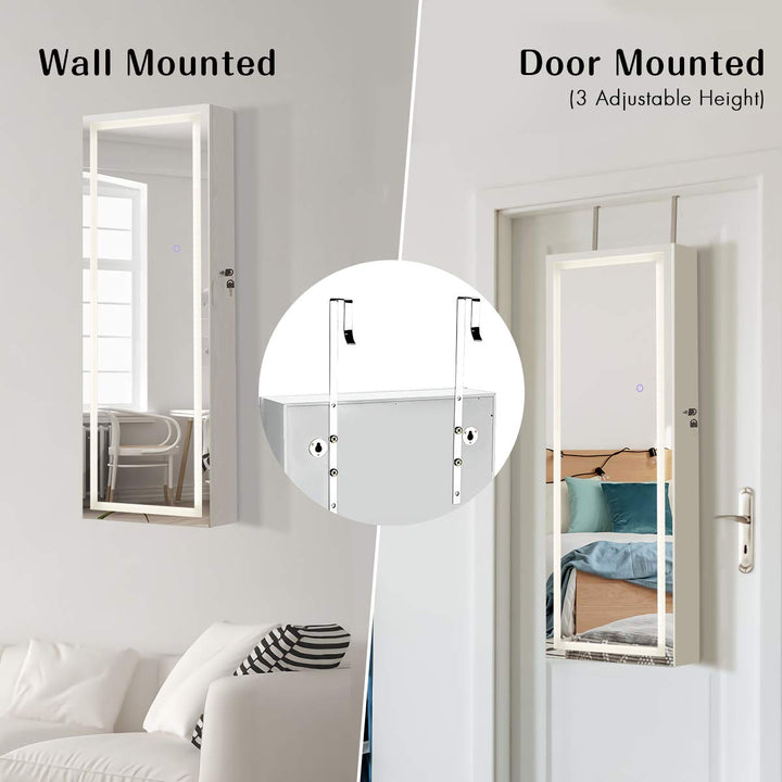 CHARMAID Jewelry Cabinet with LED Touch Screen Mirror